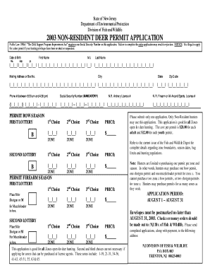 New Jersey Non-Resident Deer Permit Application