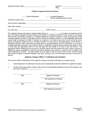 Uniform Consent to Service of Process