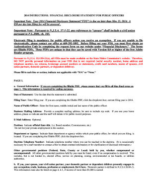 New Jersey Financial Disclosure Statement