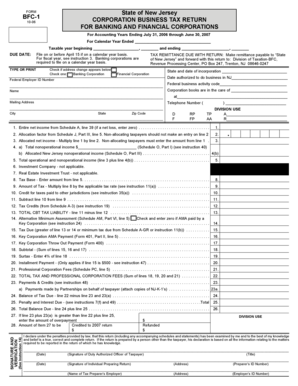 New Jersey Corporation Business Tax Return