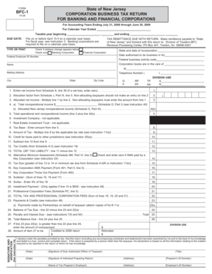 New Jersey Corporation Business Tax Return