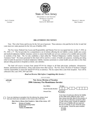 2006 New Jersey Attorney Fee Notice