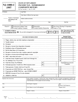 New Jersey Nonresident Income Tax Form NJ-1080-C