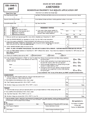 New Jersey Homestead Property Tax Rebate Application
