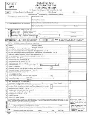 Fillable Online state nj Gross Income Tax Fiduciary Return Form NJ-1041 ...