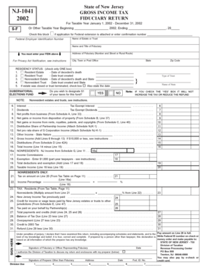 NJ-1041 Fiduciary Tax Return