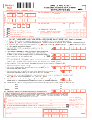New Jersey Homestead Rebate Application