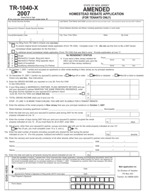 New Jersey 2007 Homestead Rebate Application