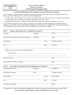 NJ-1040-O E-File Opt-Out Request Form