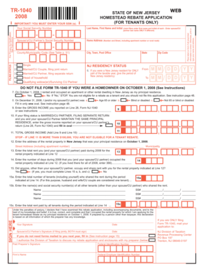 New Jersey Homestead Rebate Application