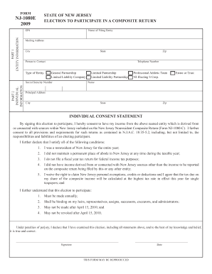 NJ-1080E Election to Participate in a Composite Return