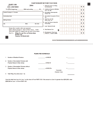New Jersey Partnership Return Voucher