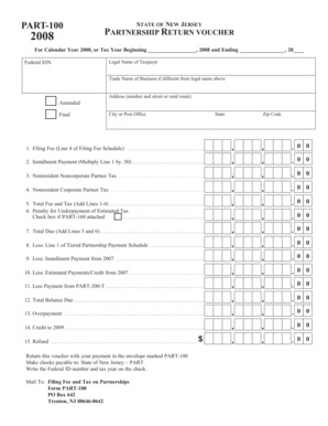 New Jersey Partnership Return Voucher