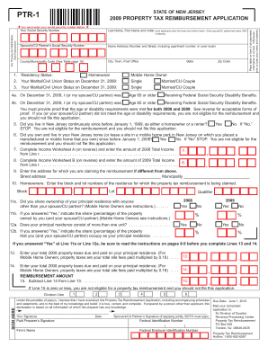 New Jersey Property Tax Reimbursement Application