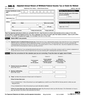 Form 945-X Adjusted Annual Return