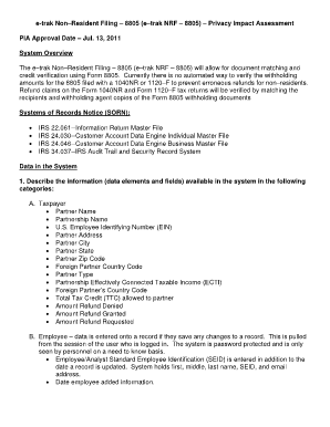 IRS Form 8805 Non-Resident Filing