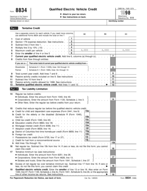 IRS Form 8834 Qualified Electric Vehicle Credit