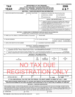 US Alcohol and Tobacco Tax Special Tax Renewal Form