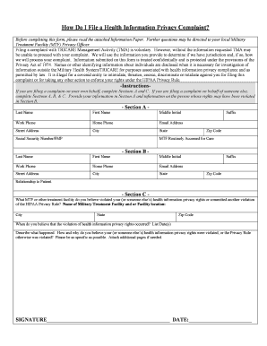 Health Information Privacy Complaint Form