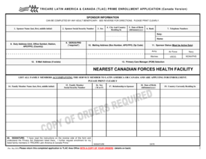 TRICARE LATIN AMERICA & CANADA Prime Enrollment Application