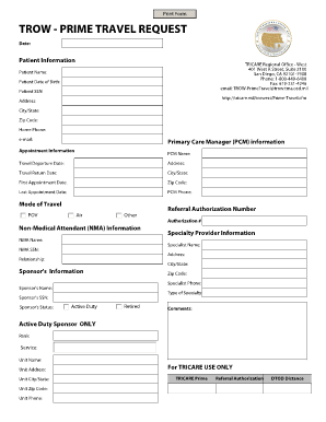 Prime Travel Request Form