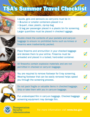 Packing list for vacation pdf - TSA's Summer Travel Checklist - tsa