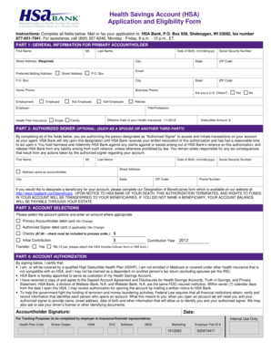Health Savings Account Application Form