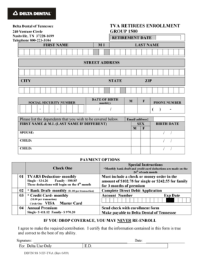 TVA Retirees Enrollment Form