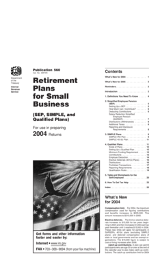 IRS Publication 560 Retirement Plans