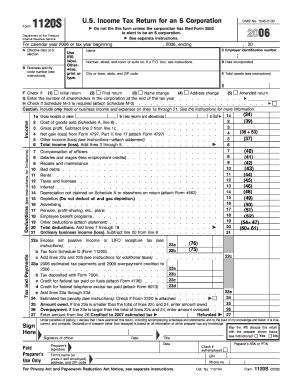 US Federal S Corporation Tax Return Form 1120S