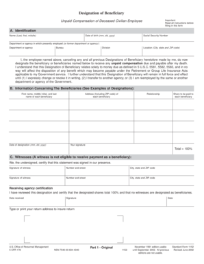 Designation of Beneficiary Form