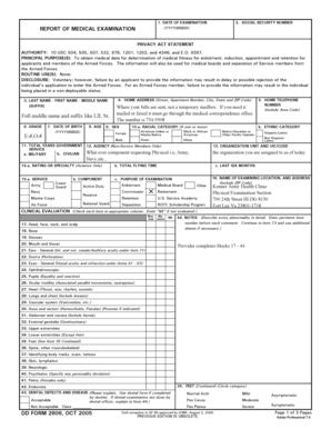 US Military Medical Examination Form