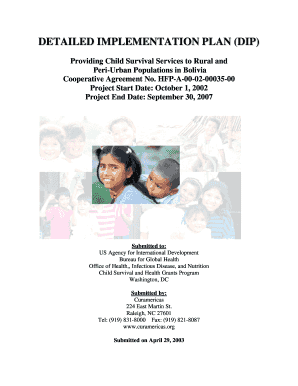 usaid detailed implementation plan form