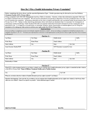 Health Information Privacy Complaint Form