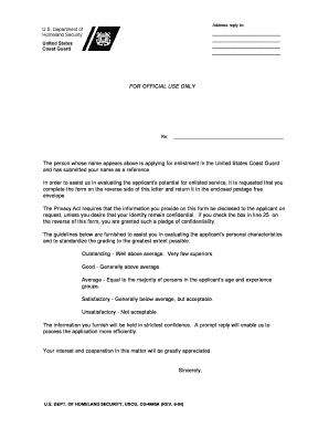 USCG Enlistment Reference Form