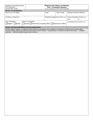 US Coast Guard Admiral Fitness Evaluation Form