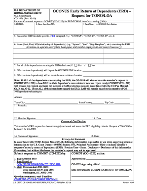 early return of dependents coast guard form