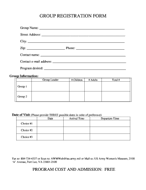 GROUP REGISTRATION FORM - US Army Women's Museum