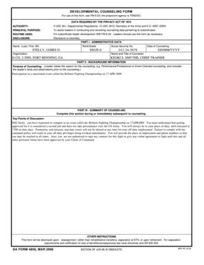 US Army Developmental Counseling Form