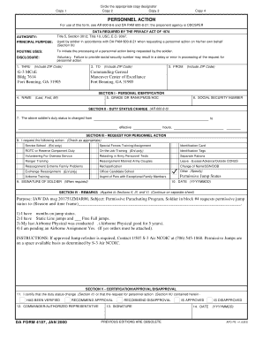 DA Form 4187 Personnel Action