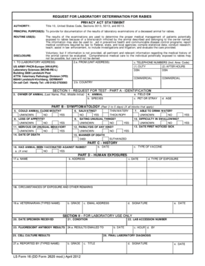 US Military Rabies Lab Determination Request Form