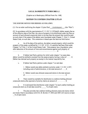 Local Bankruptcy Form 2082-1.1. Motion to Confirm Chapter 12 Plan - cob uscourts