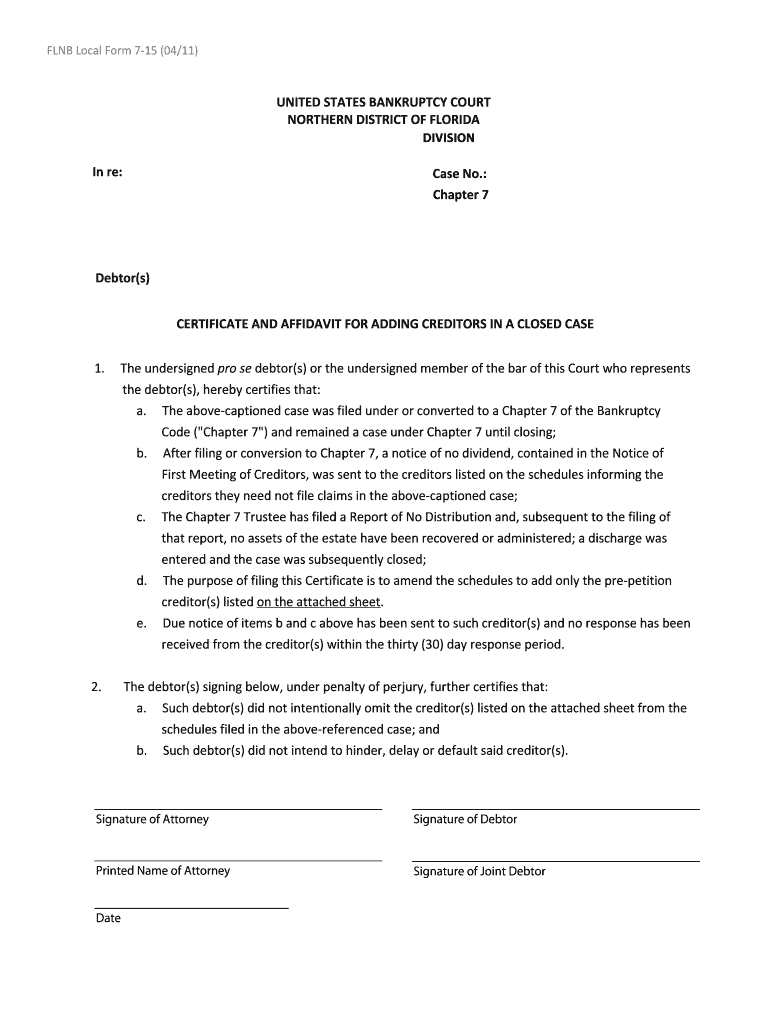 FLNB Local Form 7-15 (04 11) Preview on Page 1