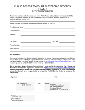 PACER Registration Form