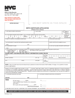 New York Birth Certificate Application