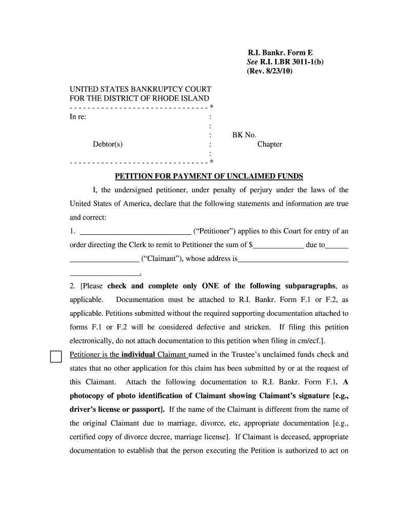 LBR Form E - District of Rhode Island Preview on Page 1