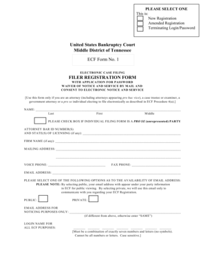 US Bankruptcy Court Filer Registration Form