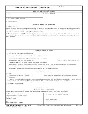 Freedom of Information Act Request Form