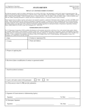 USDA NRCS-LTP-13 Status Review Form