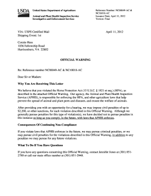 Official Warning for Violations of the Horse Protection Act
